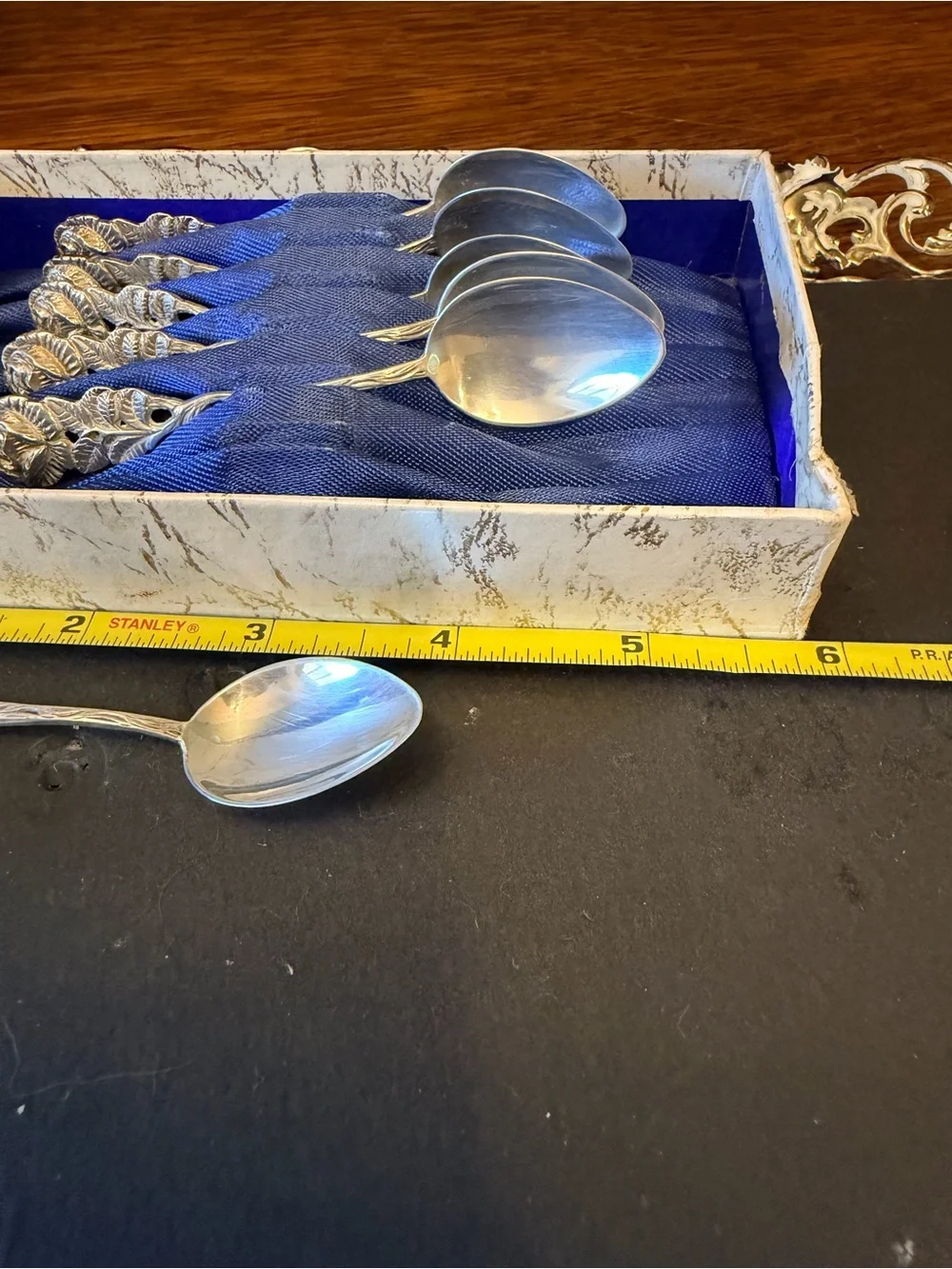 Vintage Antiko 800 Silver Hildesheim Rose Demitasse Spoons Set of 6 Boxed-no lid